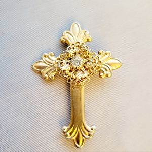 Fleur de Lis Cross Pin/Brooch hand signed